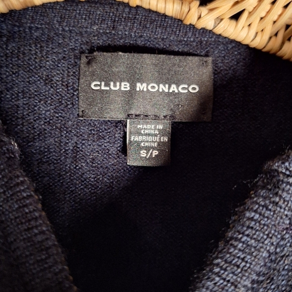 Club Monaco 100% Wool Navy Blue 1/4 Zip Sweater Ladies S/P Old Money Preppy - Picture 4 of 6